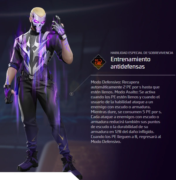 Kairos preparado para cambiar de modo ofensivo a defensivo junto a una puerta de contenedor.