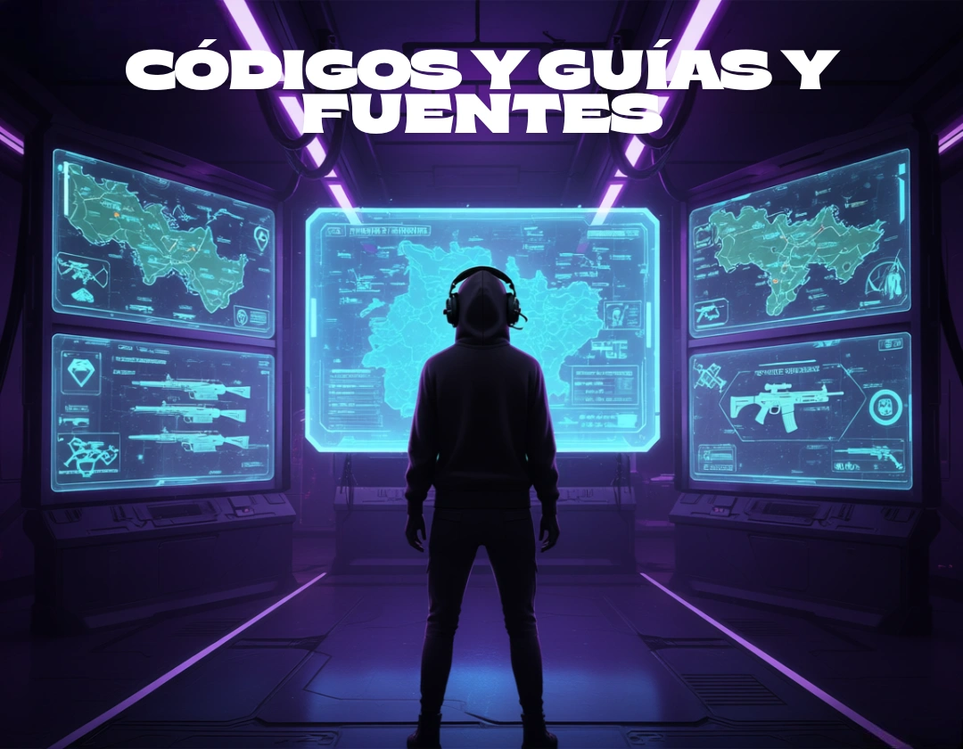 Jugador gamer en sala de comando futurista con pantallas holográficas analizando estrategias de Free Fire