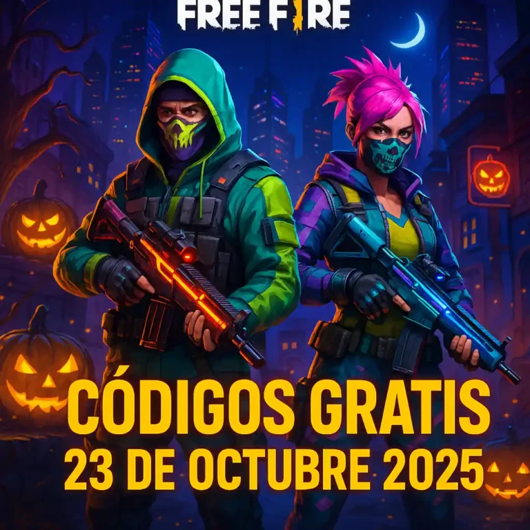 Personajes de Free Fire con temática de Halloween promocionando códigos gratis del 23 de octubre de 2025
