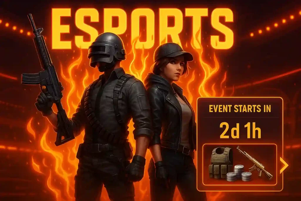 Pantalla de evento Flame Arena con personajes y recompensa destacada.